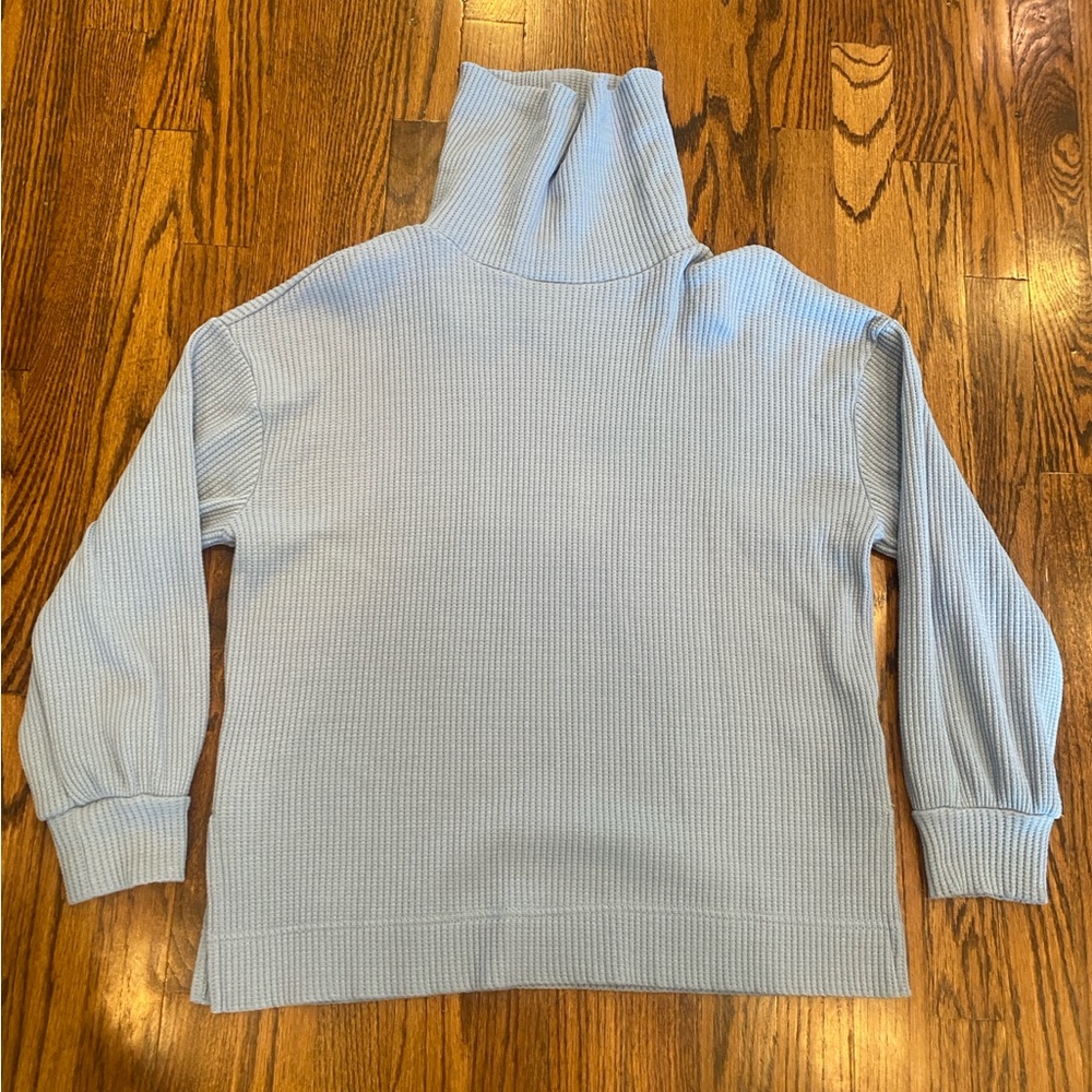 Gap 24/7 Split-Hem Waffle Turtleneck Shirt/Sweater Size Medium‎ Slate Blue
